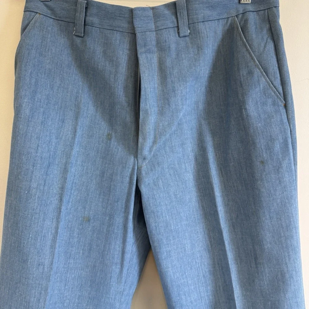 Tobias LA Men's VTG 70s Light Blue Denim Look Leisure Suit Three Piece Size 42 - Picture 12 of 16